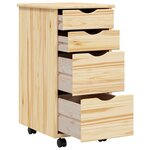 vidaXL Cabinet roulant avec bureau avec roue MOSS Vernis transparent