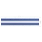 Vidaxl écran de balcon blanc et bleu 90x400 cm tissu oxford