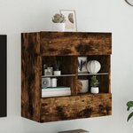 vidaXL Meuble TV mural avec lumières LED chêne fumé 58 5x30x60 5 cm