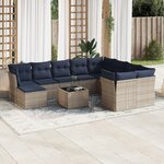 vidaXL Salon de jardin 11 Pièces avec coussins gris résine tressée