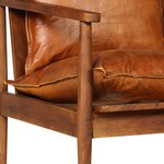 vidaXL Canapé à 2 places Cuir véritable avec bois d'acacia Marron