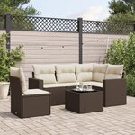 vidaXL Salon de jardin avec coussins 6 Pièces marron résine tressée