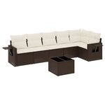 vidaXL Salon de jardin avec coussins 7 Pièces marron résine tressée