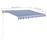 vidaXL Auvent manuel rétractable avec poteaux 3x2 5 m Bleu et blanc
