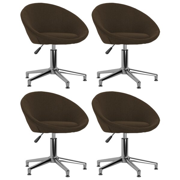vidaXL Chaises pivotantes à manger lot de 4 marron foncé tissu