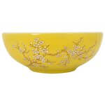 vidaXL Vasque à poser blanc et jaune rond Φ41x14 cm céramique