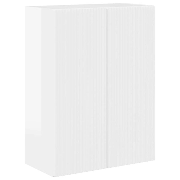 vidaXL Meuble TV mural Montage mural Blanc brillant 59 5 x 31 x 80 cm