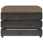 vidaXL Salon de jardin 3 Pièces avec coussins Bois imprégné de gris
