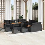 vidaXL Ensemble de canapé de jardin 14 Pièces Noir Poly rotin