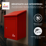 Boîte à colis moyenne 1 porte Rouge à accès frontal Acier galvanisé SMART PARCEL BOX™