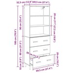 vidaXL Haut Armoire Montage mural 2 Pièces Chêne noir 69 5 x 34 x 180 cm