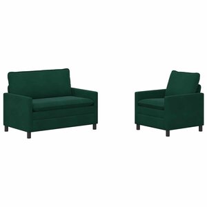 vidaXL Ensemble de Canapés 2 Pièces Vert foncé Velours