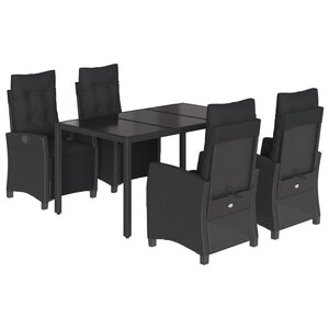 vidaXL Ensemble à manger de jardin coussins 5Pièces Noir Résine tressée