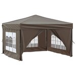 vidaXL Tente de réception pliable avec parois Taupe 3x3 m