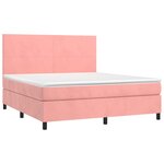 vidaXL Sommier à lattes de lit et matelas LED Rose 160x200 cm Velours