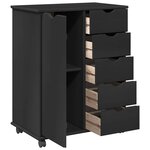 vidaXL Cabinet roulant Noir 63 5 x 39 x 79 cm Bois de Pin Massif
