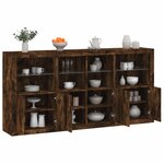 vidaXL Buffet avec lumières LED chêne fumé 202x37x100 cm