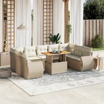 vidaXL Salon de jardin avec coussins 10 Pièces beige résine tressée