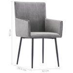 vidaXL Chaises à manger avec accoudoirs lot de 4 gris velours