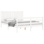 vidaXL Cadre de lit avec tête de lit blanc 160x200 cm bois massif