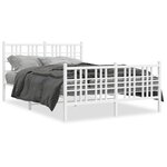 vidaXL Cadre de lit métal avec tête de lit/pied de lit blanc 137x190cm