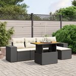 vidaXL Salon de jardin 6 Pièces avec coussins noir résine tressée