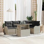 vidaXL Ensemble de canapé de jardin 6 Pièces Gris clair Poly rotin