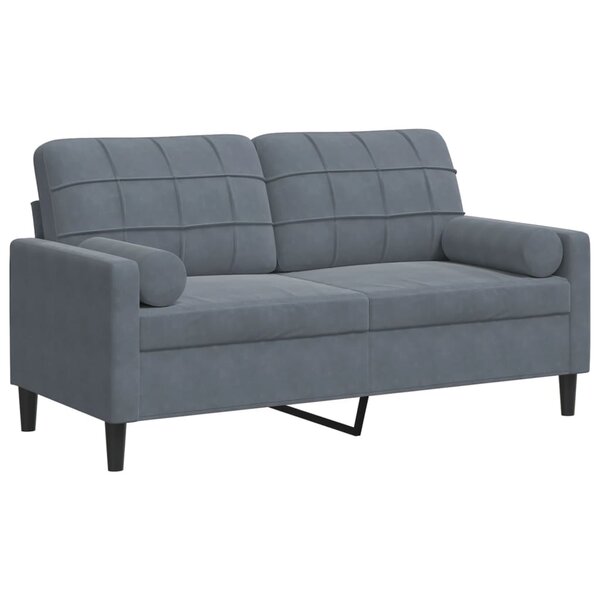 vidaXL Canapé 2 places avec oreillers gris foncé 140 cm velours