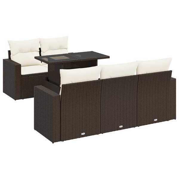 vidaXL Salon de jardin avec coussins 6 Pièces marron résine tressée