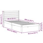 vidaXL Cadre de lit Marron 80 x 200 cm Bois massif en pin