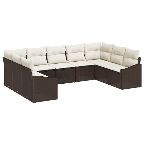 vidaXL Ensemble de salle à manger pour jardin 9 Pièces Marron et Crème