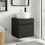 vidaXL Meuble de lavabo mural Noir 49 x 44 5 x 66 cm Bois d'ingénierie