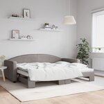 vidaXL Lit de jour avec lit gigogne taupe 90x200 cm tissu