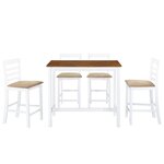 vidaXL Table et chaises de bar 5 Pièces Bois massif Marron et blanc