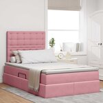 vidaXL Lit avec rangement et LED avec LED Rose 120 x 200 cm Velours