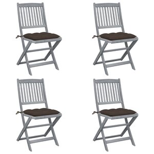 vidaXL Chaises pliables d'extérieur lot de 4 et coussins Bois d'acacia