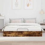 vidaXL Cadre de lit ottoman avec stockage Chêne fumé 193 x 120 x 25 cm