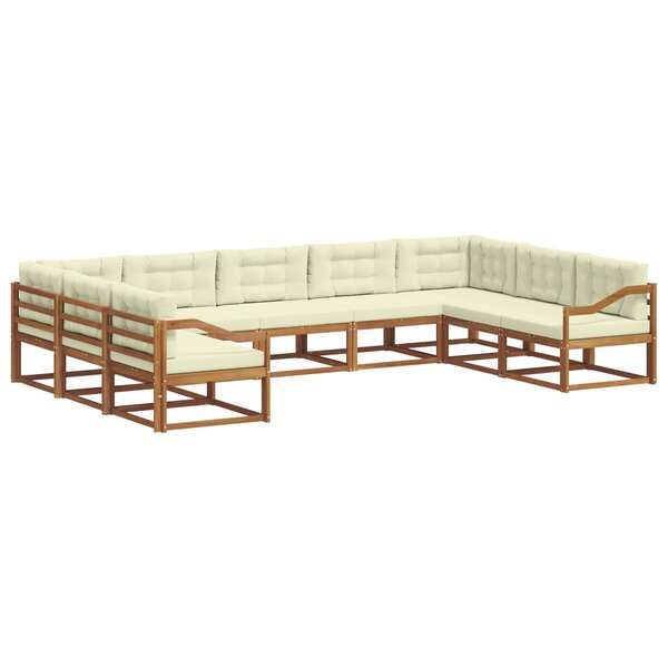vidaXL Ensemble de canapés d'extérieur 9 pc Naturel et Crème
