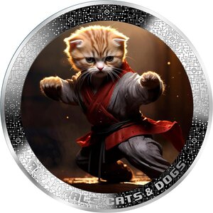 Pièce de monnaie en Argent 1000 Francs g 31.1 (1 oz) Millésime 2025 AI-Nimals KUNG FU CAT AI-NIMALS (PRÉCOMMANDE)
