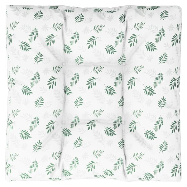 vidaXL Coussin de palette motif de feuilles 70x70x12 cm tissu