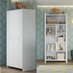 Lit bébé 70 x 140 cm + commode à langer + armoire - Blanc
