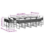 vidaXL Ensemble à manger de jardin coussins 13 Pièces mélange beige rotin