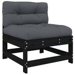 vidaXL Salon de jardin 3 Pièces avec coussins noir bois massif