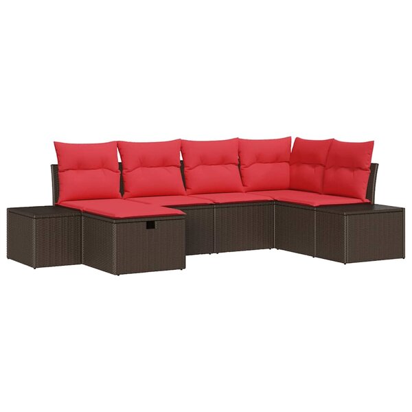 vidaXL Ensemble de canapé de jardin 6 Pièces Marron polyrotin