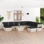 vidaXL Salon de jardin palette 11 Pièces avec coussins Épicéa imprégné