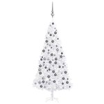 vidaXL Arbre de Noël artificiel pré-éclairé et boules 300 cm blanc