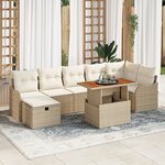 Ensemble 8 pièces vidaXL avec coussins beige en poly rattan
