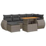 vidaXL Salon de jardin avec coussins 7 Pièces gris résine tressée