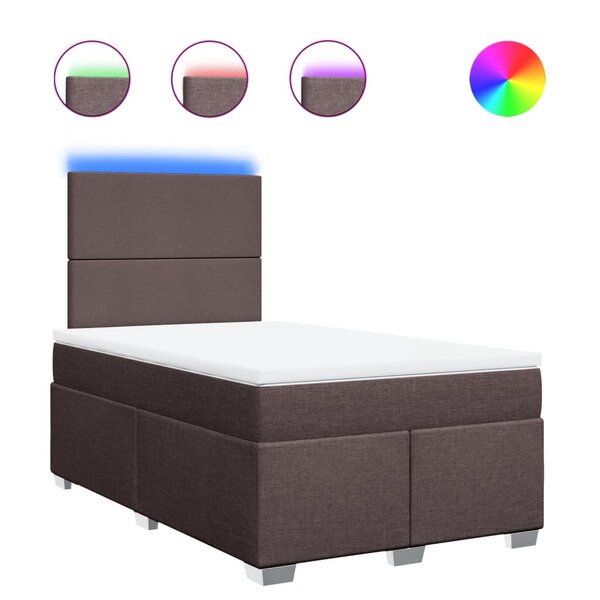 vidaXL Sommier à lattes de lit et matelas marron foncé 120x190cm tissu