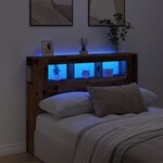vidaXL Tête de lit à LED vieux bois 140x18 5x103 5cm bois d'ingénierie